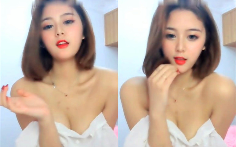 白纱巨乳短发妹若隐若现