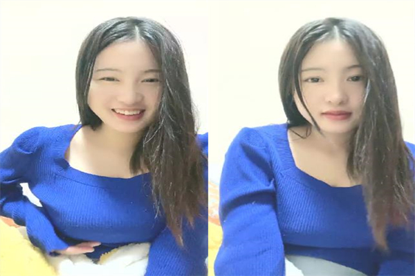 甜美邻家小妹一身蓝衣气质超棒一对大奶子张开双腿特写揉穴多毛骚b爽的流白浆