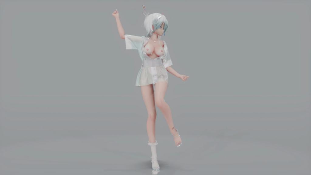MMD21 和服真空言和爆乳狂摇！极乐净土淫舞骚穴全露任看