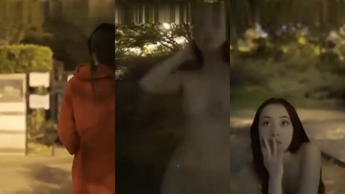 北京天使DensTinon極限街頭露出!!挑戰全裸夜行公園!