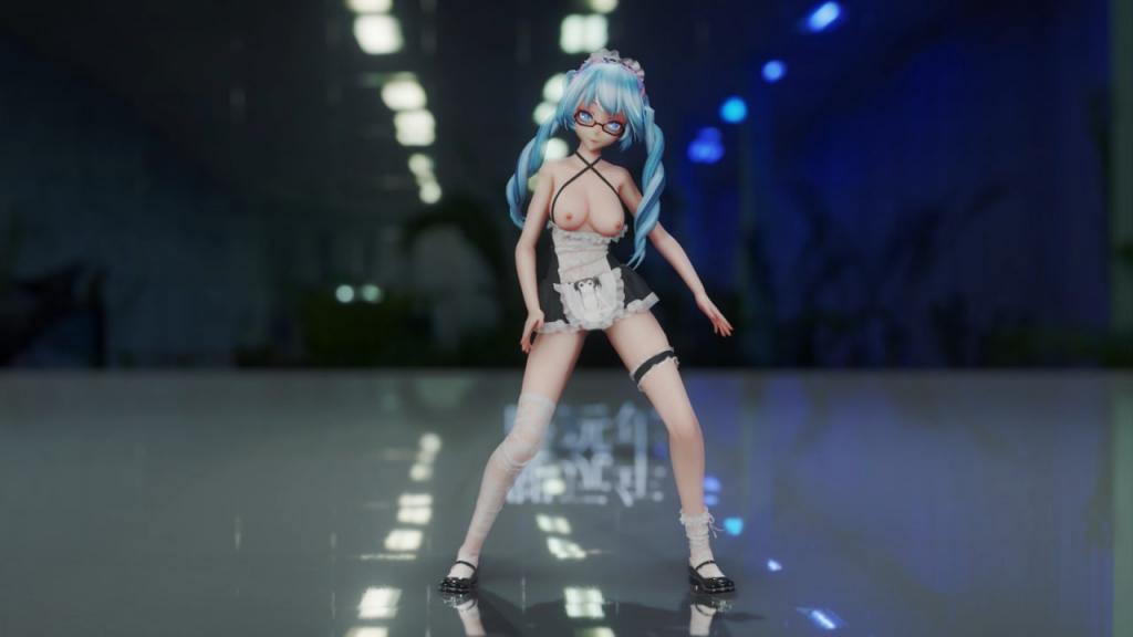 MMD58！白丝眼镜女仆初音沦陷！巨乳骚穴被狂操，猛射出淫水高潮