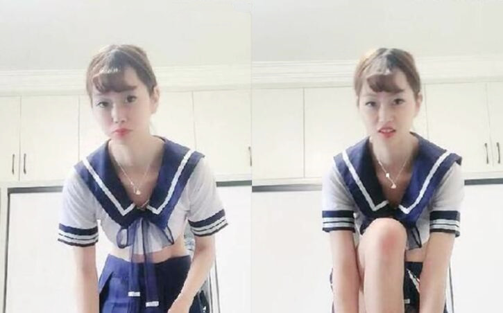 年终性爱狂欢祭穿水手制服装和两个学长3P乱战前怼后操