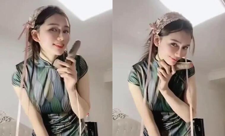 高颜值萌妹子允儿自拍福利小视频旗袍衬衣假屌抽插拨开短裤掰穴开裆灰丝自摸非常诱人