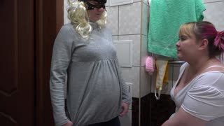 Vaginal milk enema for a pregnant milf. Medical role-playing of lesbians.