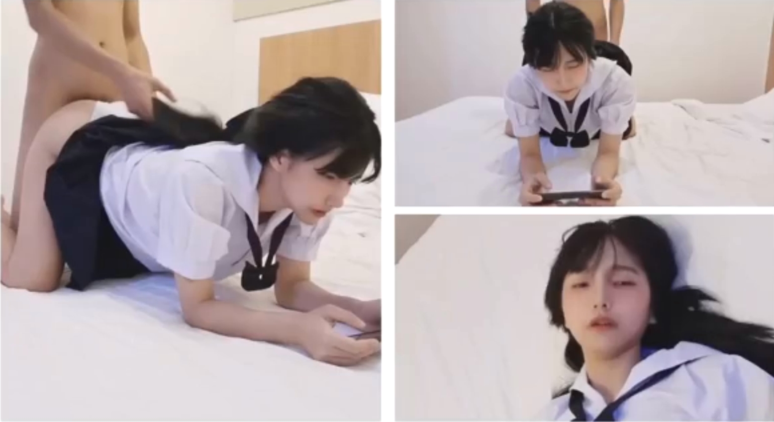 完整版刚体验完初潮的邻家JK00后女孩被强推做爱都不忘玩手机