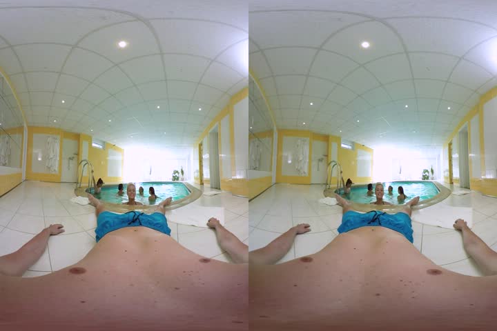 teen latina lesbians oil wrestling with their big booty step-sisters in VR