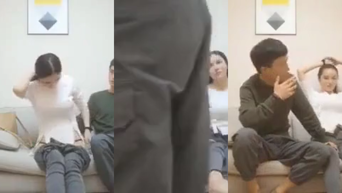 外在保守的紧身牛仔裤美女居然穿这么野的内在美，床上表现果然够骚～