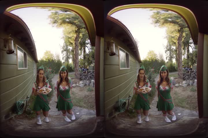 Big tittied milf enjoys her friend's cock by the pool in VR