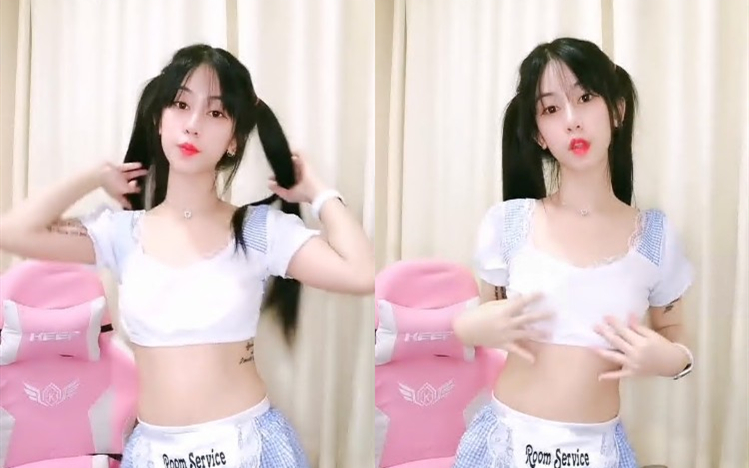 满背纹身双马尾萌妹清纯又酷酷反差感极强